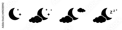 Moon set icons. Moon night icon collection. Weather night set signs