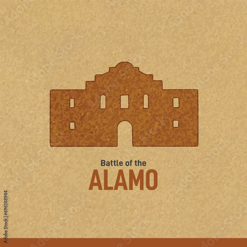 Battle of the Alamo. Battle of the Alamo on brown paper vector illustration.  photo