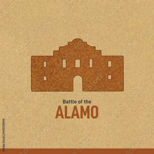Battle of the Alamo. Battle of the Alamo on brown paper vector illustration. 