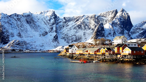 View of Sakrisoy village on the Lofoten Islands in Norway.