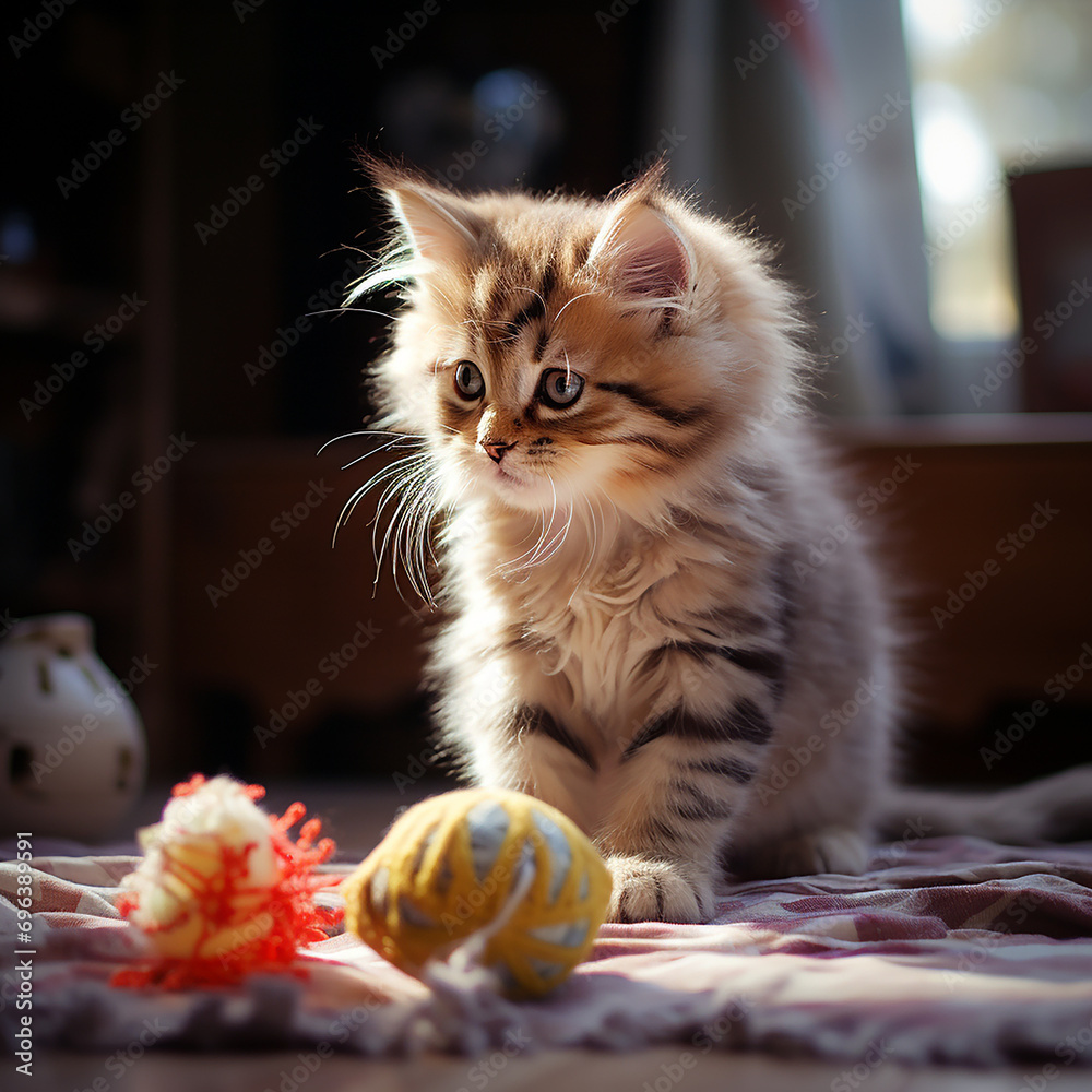 Obraz premium cute kitten playing / Generative AI