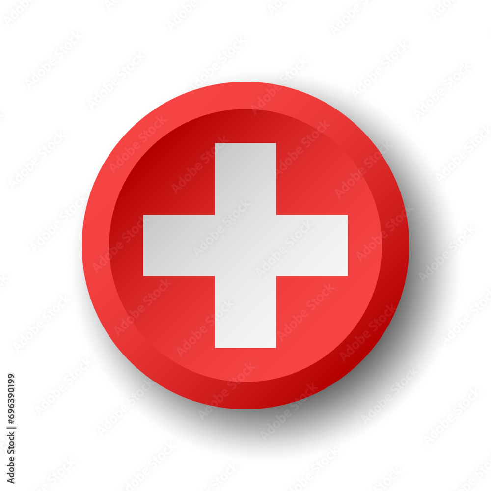 Switzerland flag - 3D circle button with dropped shadow. Vector icon. Switzerland flag - 3D circle button with dropped shadow. Vector icon.