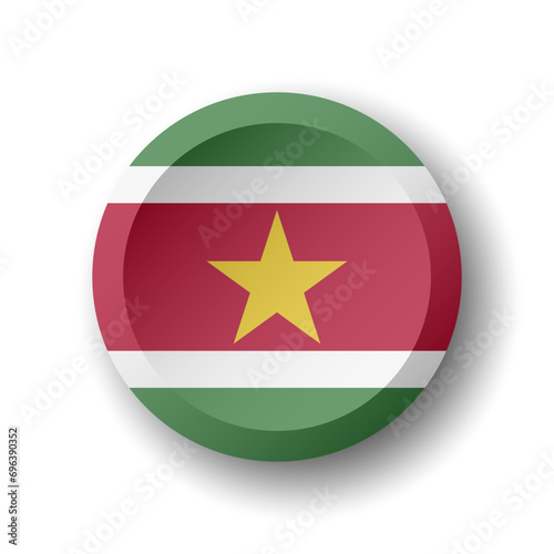 Free Download Suriname flag - 3D circle button with dropped shadow. Vector icon. - GFXLoad