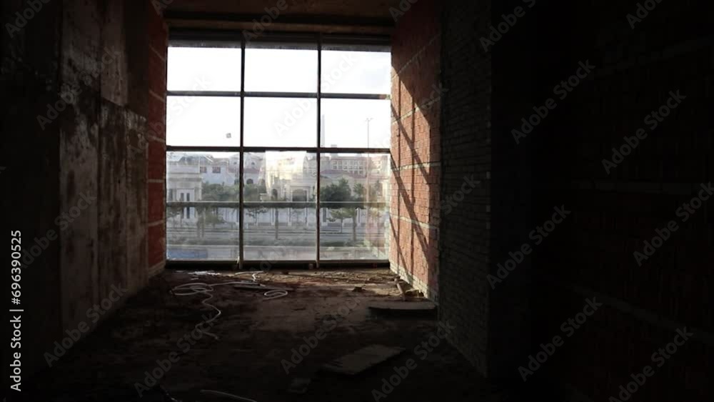 Construction site with unfinished buildings. inside