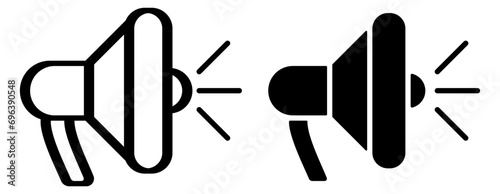Set of loudspeakers illustration. Horn, volume, signal, megaphone, speaker, alarm, sound, message. Vector icons for business and advertising