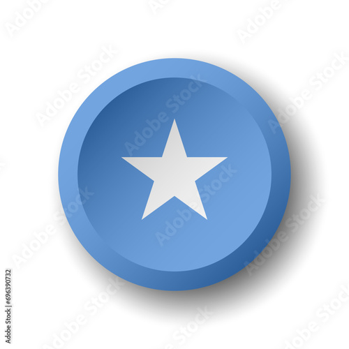 Somalia flag - 3D circle button with dropped shadow. Vector icon.