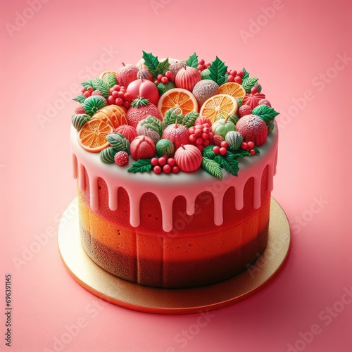 cake with berries and fruits