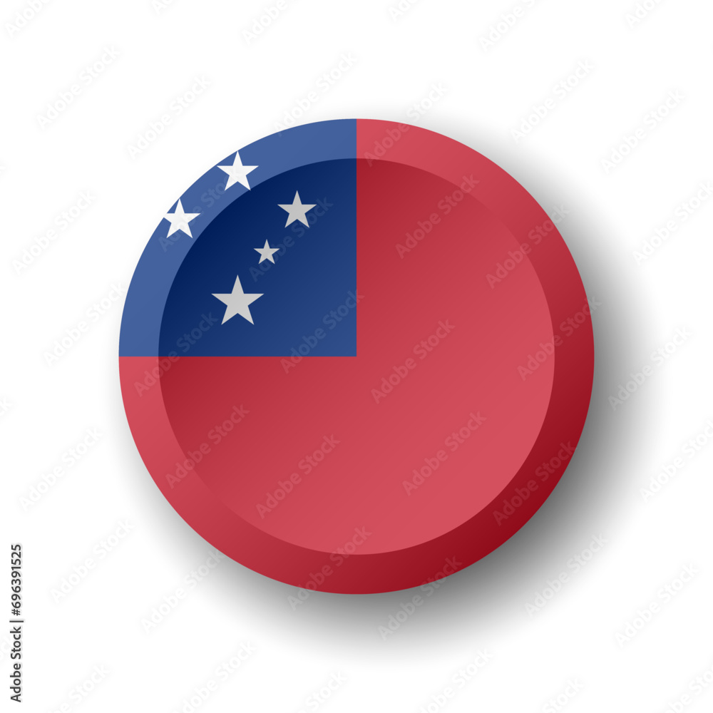 Samoa flag - 3D circle button with dropped shadow. Vector icon. Samoa flag - 3D circle button with dropped shadow. Vector icon.