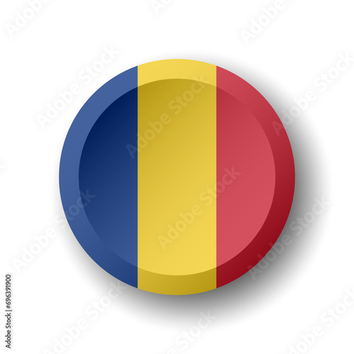 Free Download Romania flag - 3D circle button with dropped shadow. Vector icon. - GFXLoad