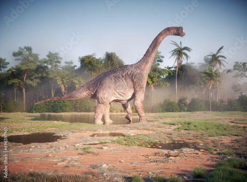 Brachiosaurus dinosaur in nature.