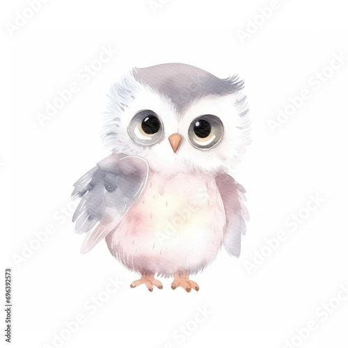 Watercolor cute owl