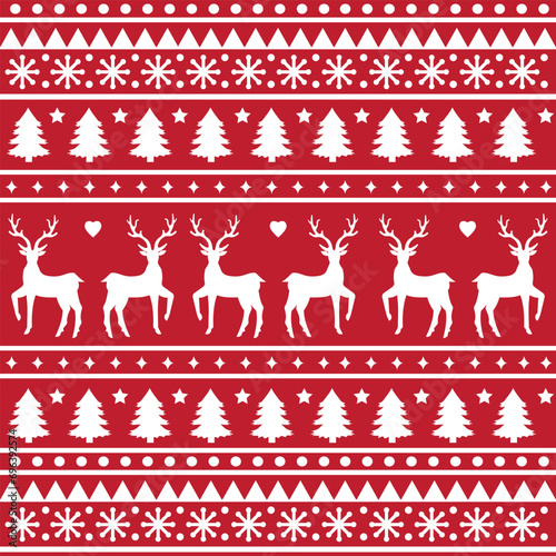 Seamless Scandinavian pattern for Christmas and New Year for winter hat, ugly sweater, jumper, paper or other designs. photo