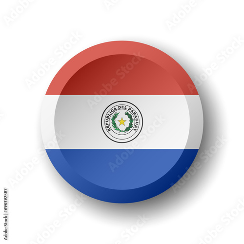 Free Download Paraguay flag - 3D circle button with dropped shadow. Vector icon. - GFXLoad