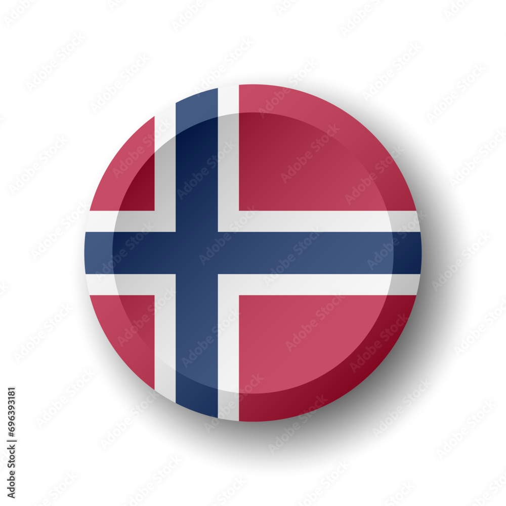Norway flag - 3D circle button with dropped shadow. Vector icon. Norway flag - 3D circle button with dropped shadow. Vector icon.