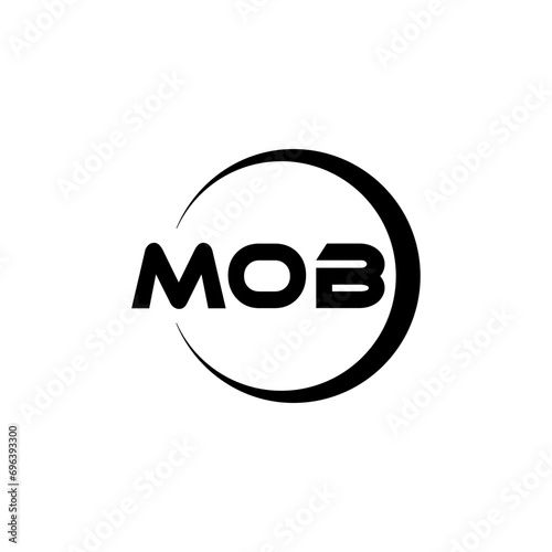 MOB letter logo design with white background in illustrator, cube logo, vector logo, modern alphabet font overlap style. calligraphy designs for logo, Poster, Invitation, etc.