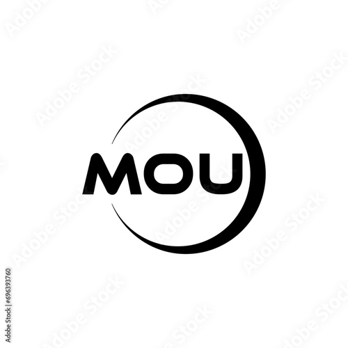MOU letter logo design with white background in illustrator, cube logo, vector logo, modern alphabet font overlap style. calligraphy designs for logo, Poster, Invitation, etc. photo