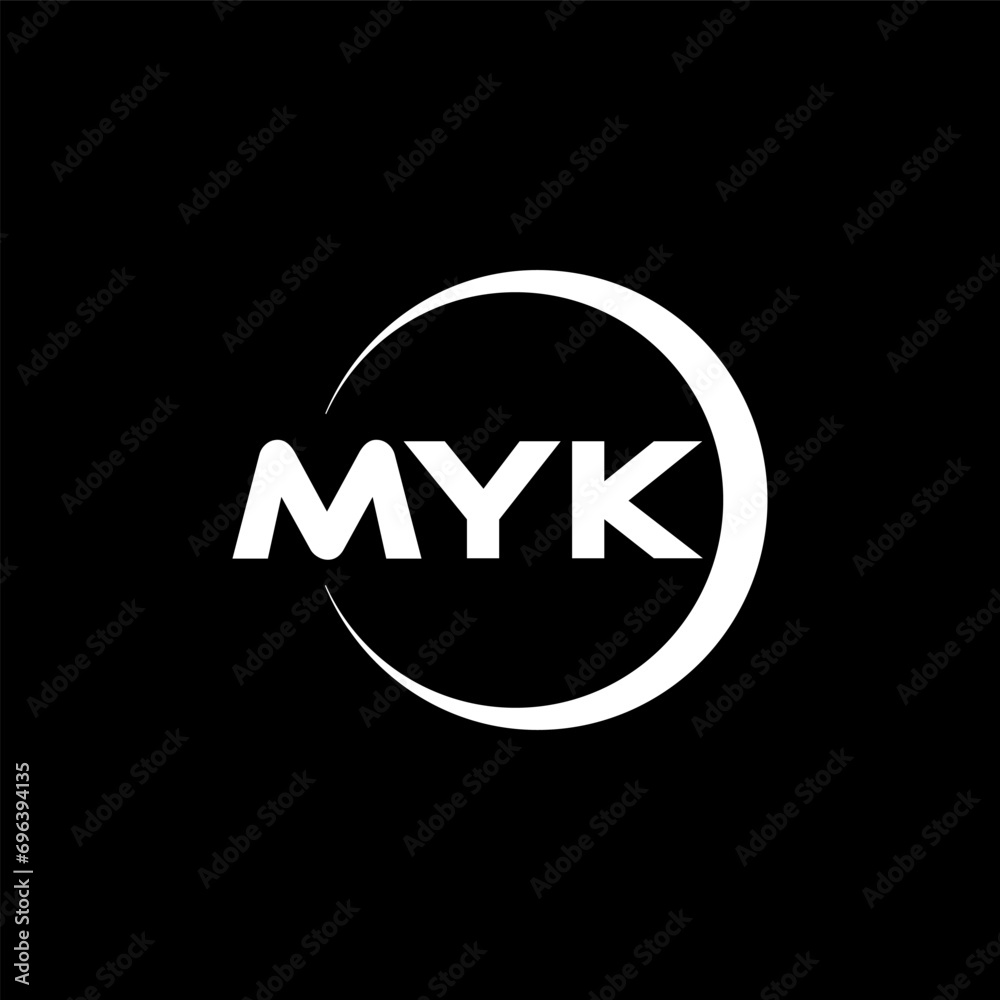 MYK letter logo design with black background in illustrator, cube logo, vector logo, modern alphabet font overlap style. calligraphy designs for logo, Poster, Invitation, etc. MYK letter logo design with black background in illustrator, cube logo, vector logo, modern alphabet font overlap style. calligraphy designs for logo, Poster, Invitation, etc.