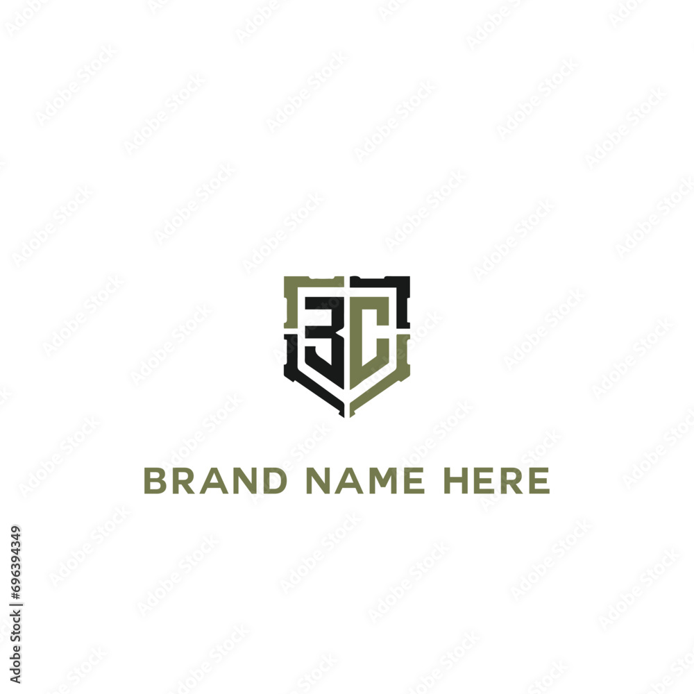 Obraz premium BC logo. B C design. White BC letter. BC, B C letter logo design. Initial letter BC linked circle uppercase monogram logo. B C letter logo vector design. 