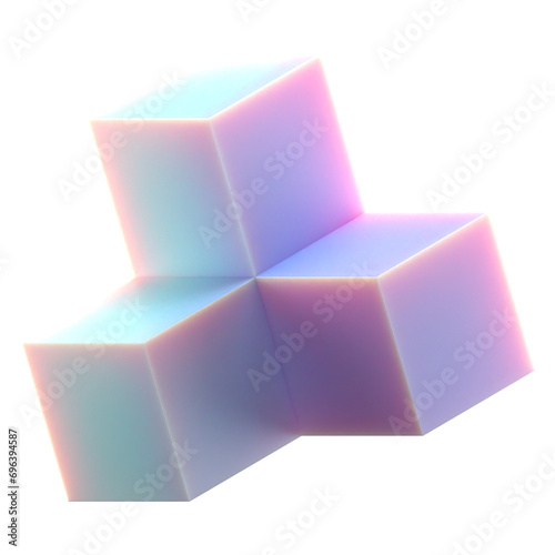 Gradient 3d cubes cylinder shape, subsurface material 3d rendering