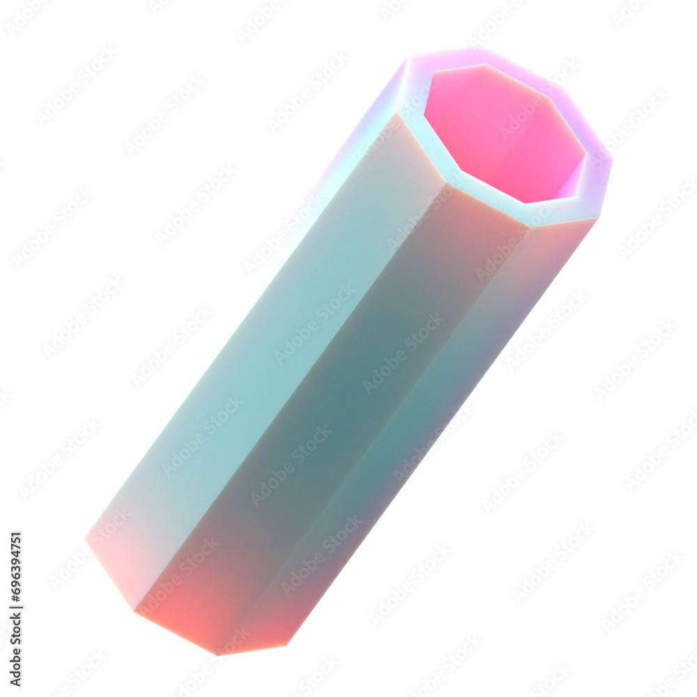 Gradient 3d Hexagonal cylinder shape, subsurface material 3d rendering Gradient 3d Hexagonal cylinder shape, subsurface material 3d rendering