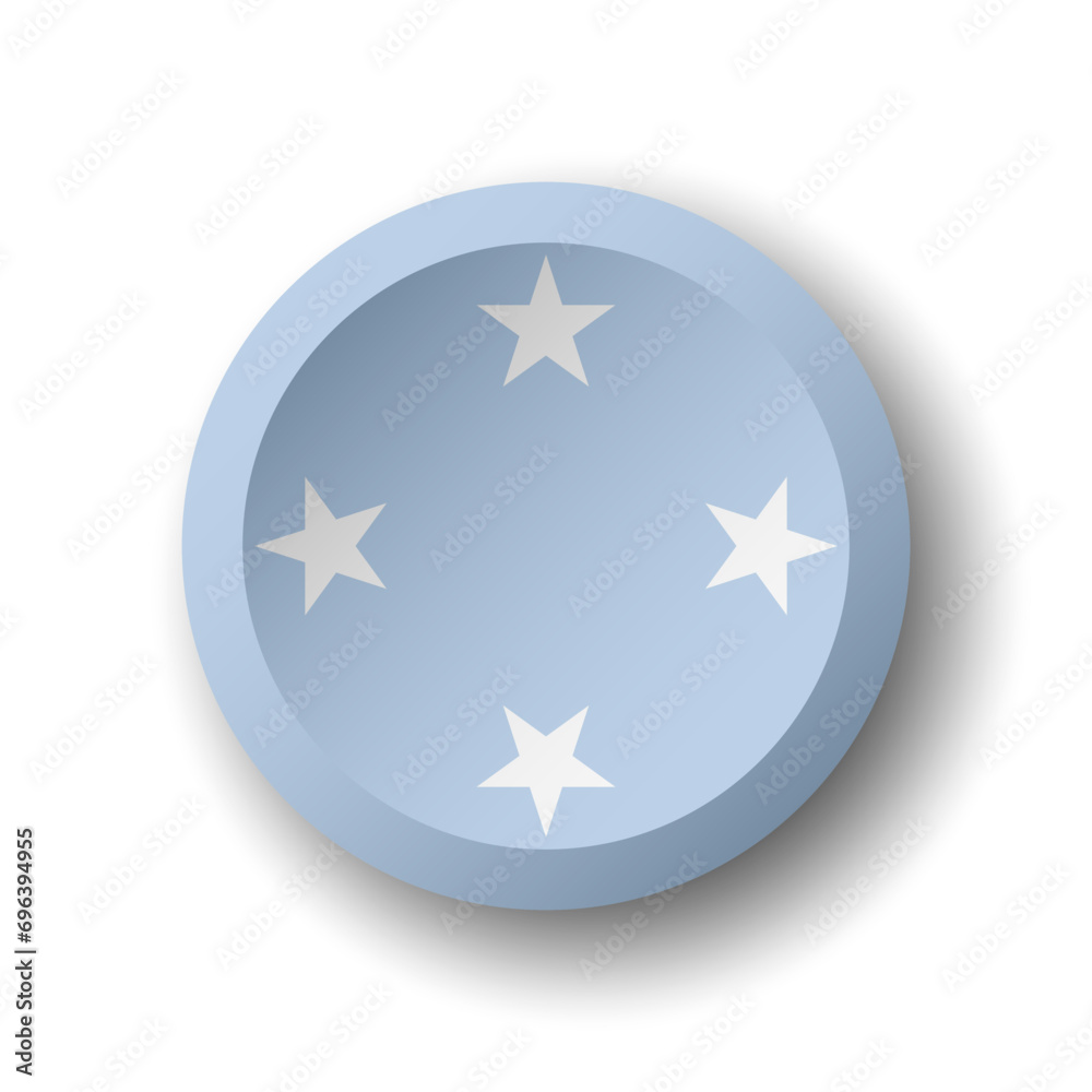 Federated States of Micronesia flag - 3D circle button with dropped shadow. Vector icon. Federated States of Micronesia flag - 3D circle button with dropped shadow. Vector icon.