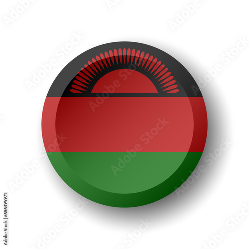 Free Download Malawi flag - 3D circle button with dropped shadow. Vector icon. - GFXLoad