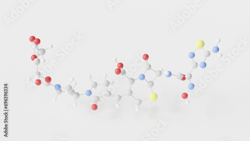 ceftobiprole medocaril molecule 3d, molecular structure, ball and stick model, structural chemical formula cephalosporin photo