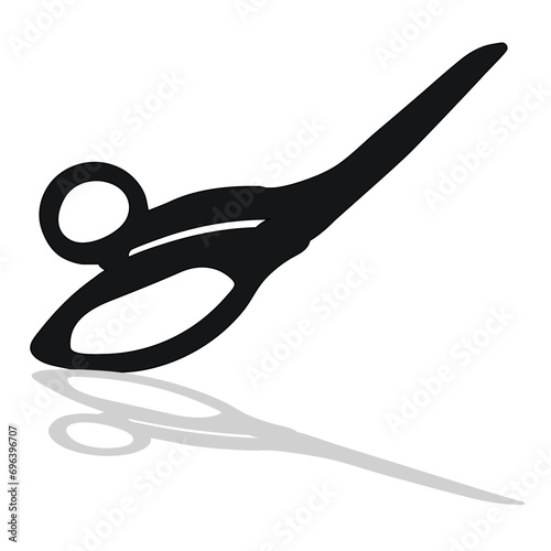Black silhouette image of scissors. Stationery, pocket, kitchen, manicure, surgery, hairdressers, tailor, garden, household © Mar