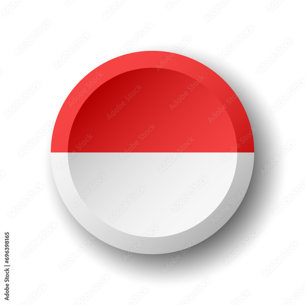Indonesia flag - 3D circle button with dropped shadow. Vector icon. Indonesia flag - 3D circle button with dropped shadow. Vector icon.