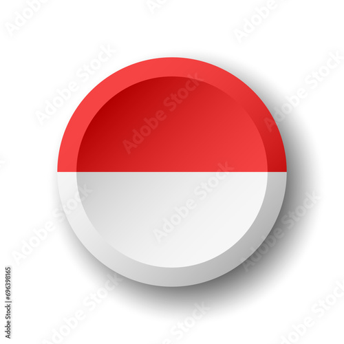 Free Download Indonesia flag - 3D circle button with dropped shadow. Vector icon. - GFXLoad