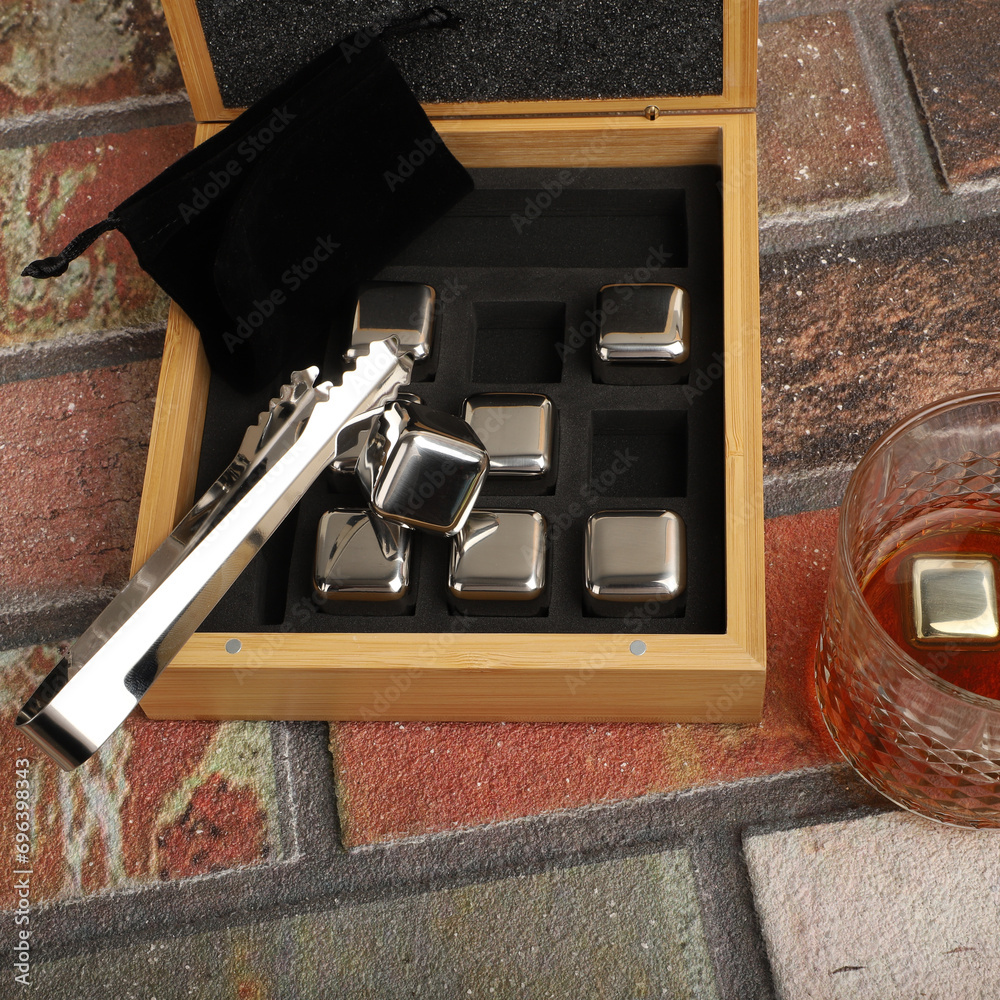 Stainless Steel Whiskey Stone Set in Bamboo Box, Whiskey Stone Set, Gift for Whiskey Lover ...
