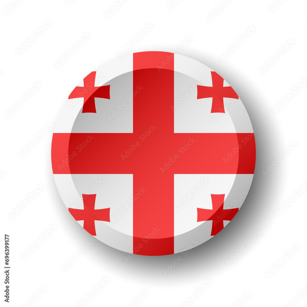 Obraz premium Georgia flag - 3D circle button with dropped shadow. Vector icon.