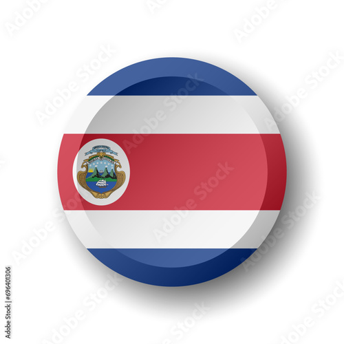 Costa Rica flag - 3D circle button with dropped shadow. Vector icon. photo