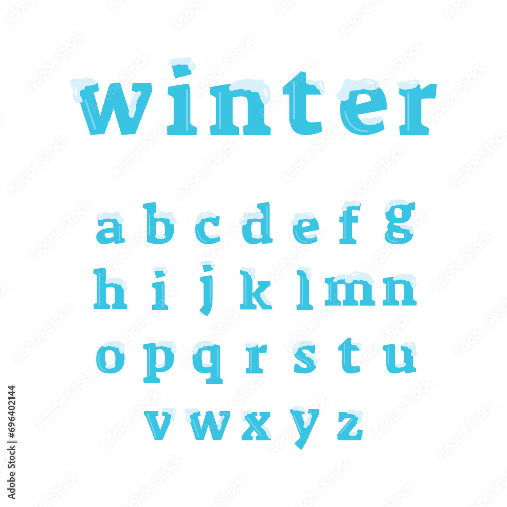 Winter Lowercase Alphabet Font Vector Design