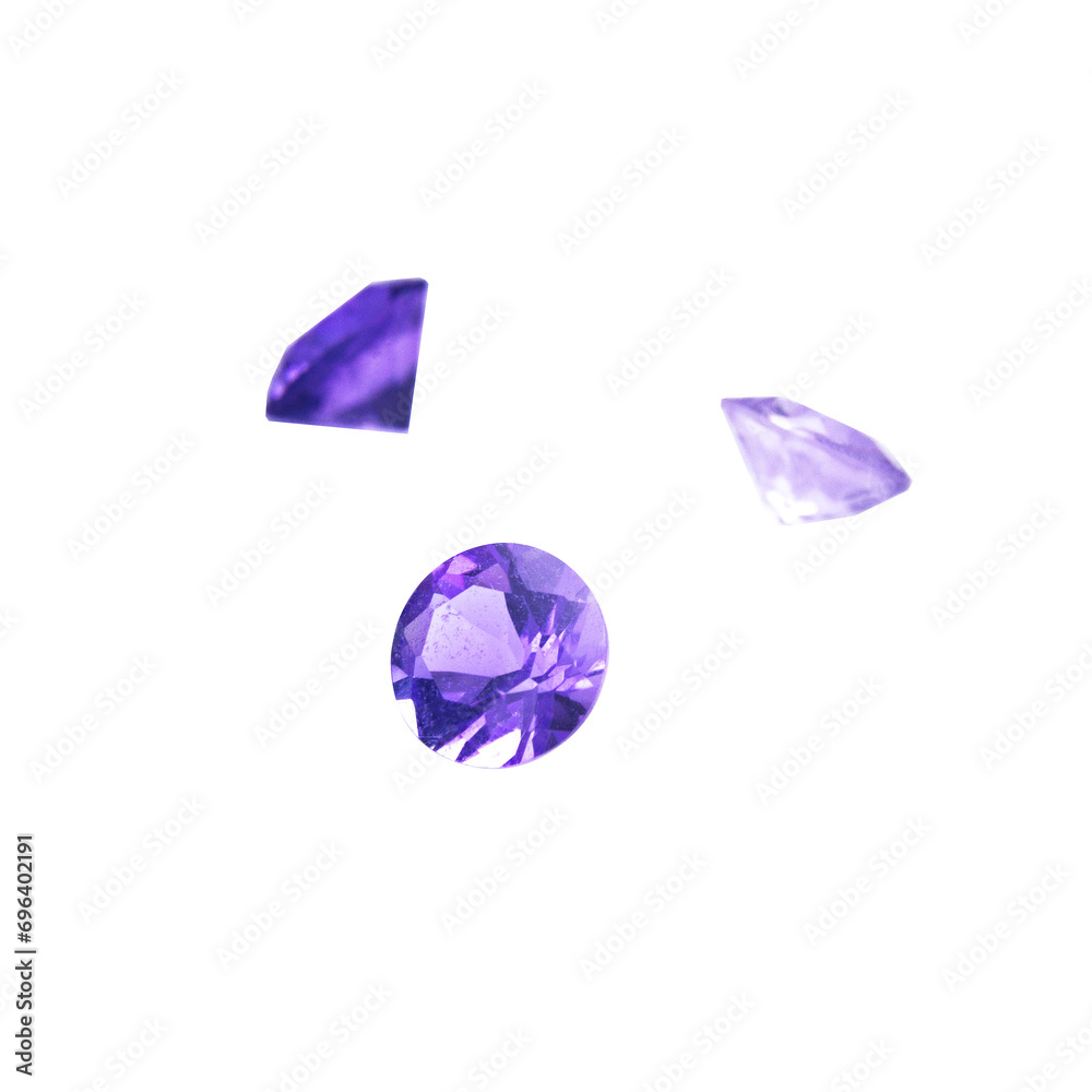 The natural Amethyst gemstone with I quality, groub shot on a white background. The natural Amethyst gemstone with I quality, groub shot on a white background.
