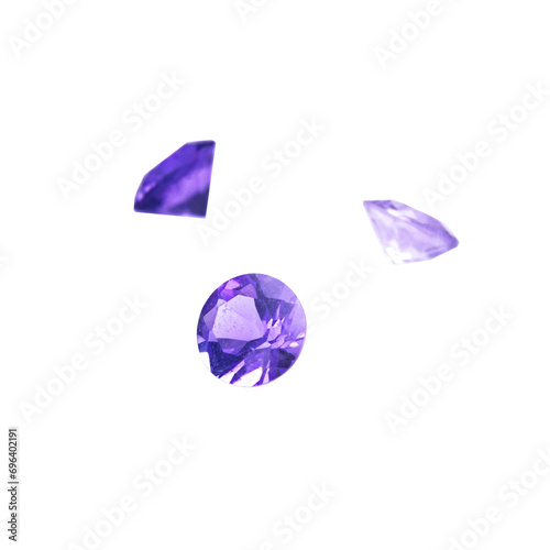 The natural Amethyst gemstone with I quality, groub shot on a white background. photo