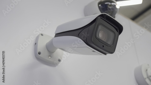 IP CCTV camera. Protecting the building from robbery.