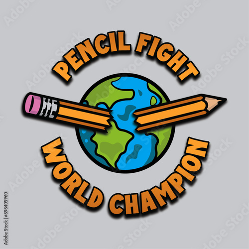 Pencil Fighting World Champion Logo Design