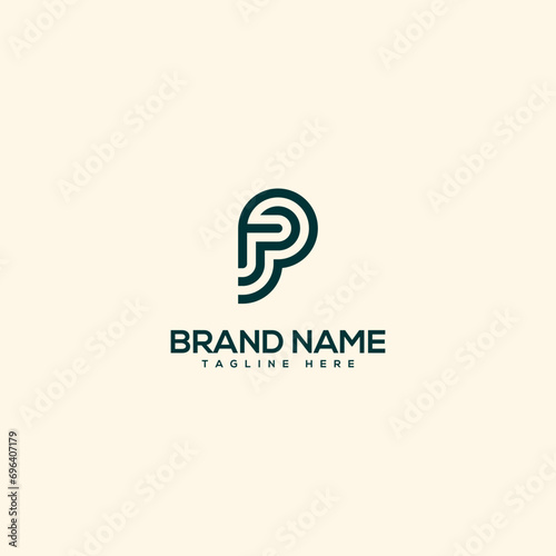 Abstract letter FP PF logo. Flat vector logo design template element.