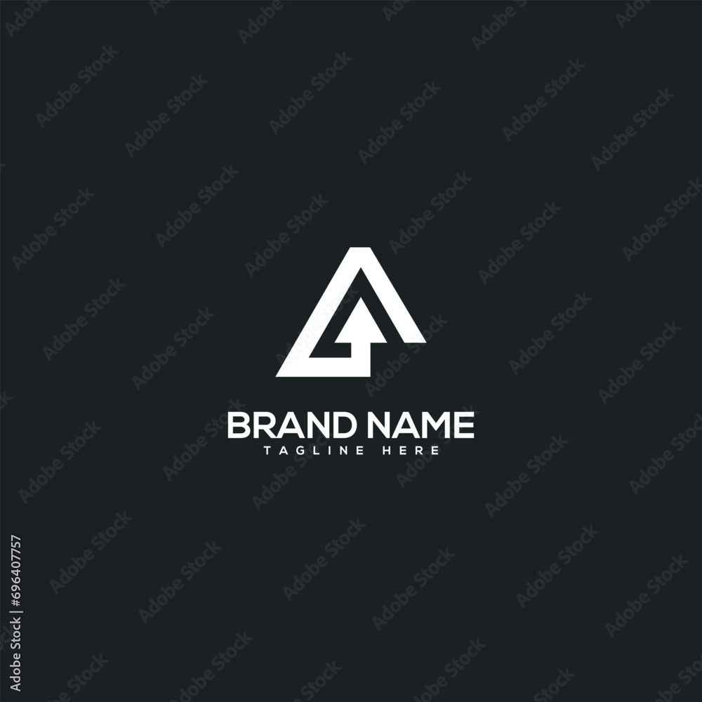 Abstract initial Letter A with arrow vector logo.