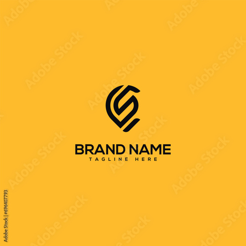 Abstract initial letter CS SC and location logo design template - vector.