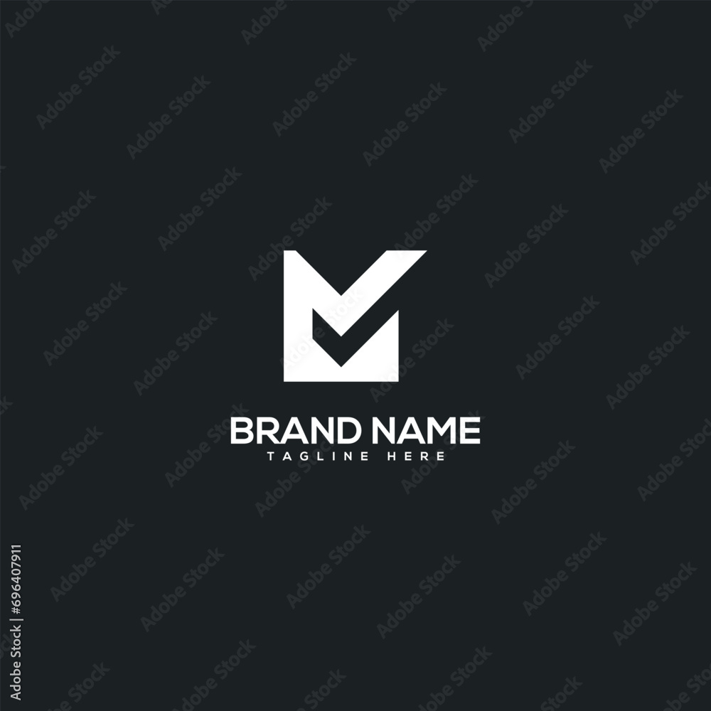 Abstract initial Letter M with check mark vector logo.