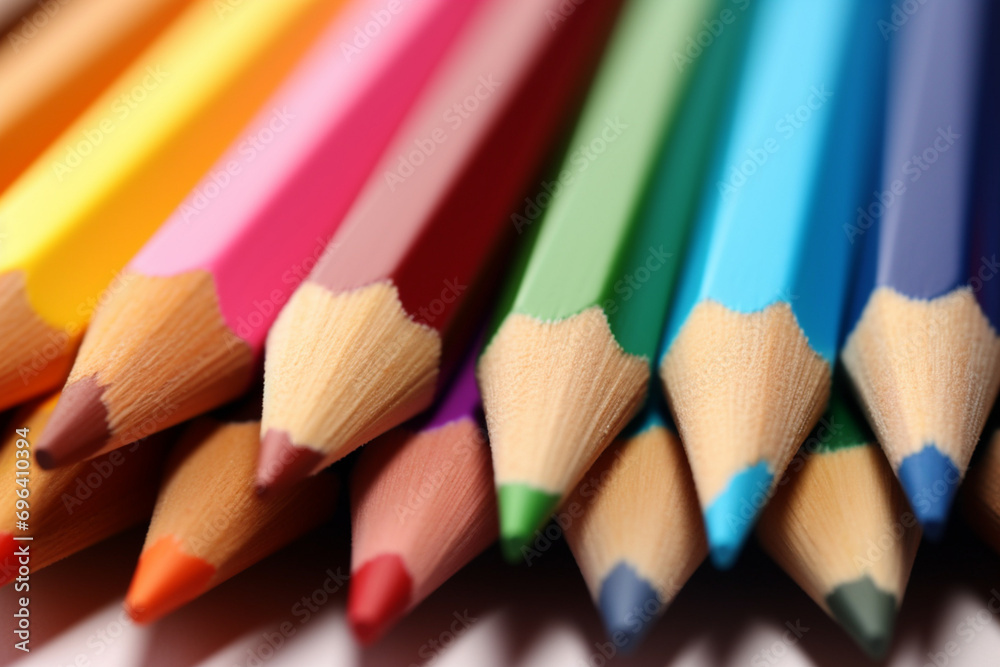 sharpened pencils of different colors close-up. generative ai sharpened pencils of different colors close-up. generative ai