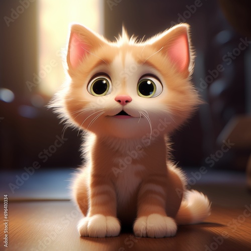 3D Cute ginger cat character