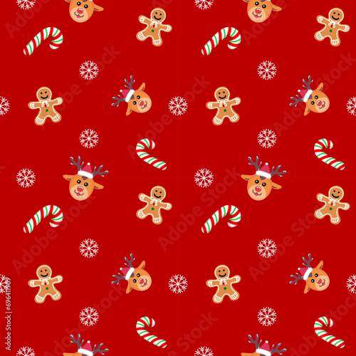 Christmas themed red seamless background
