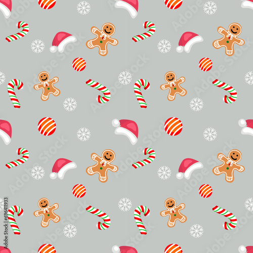 Christmas themed light gray seamless background