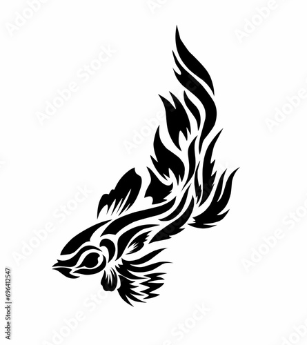 illustration vector graphic of tribal art design black betta fish for tattoos