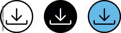 Download now icon isolated, colored and lined style icon. Receive data from storage sign. Vector illustration