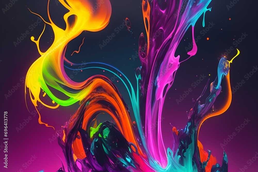 Colorful liquids, abstract and creative background, horizontal composition
