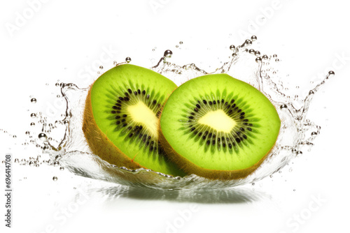 kiwi and water splash isolated on white or transparent png